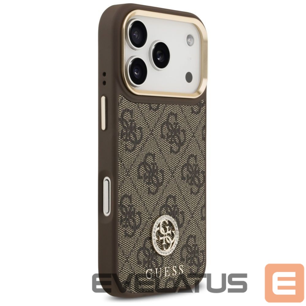 Citas preces Guess Guess 4G Strass Logo MagSafe case for iPhone 17 Pro - brown
