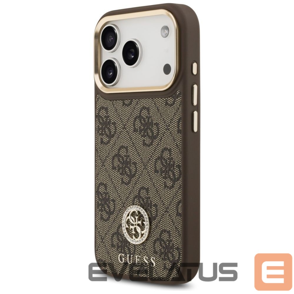 Citas preces Guess Guess 4G Strass Logo MagSafe case for iPhone 17 Pro - brown