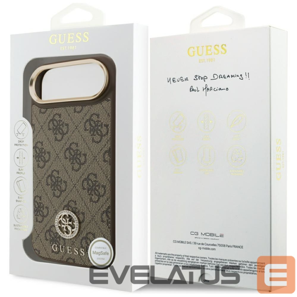 Citas preces Guess Guess 4G Strass Logo MagSafe Case for iPhone Air - Brown