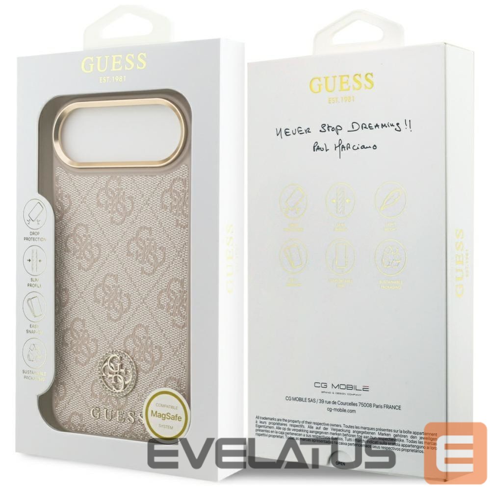 Citas preces Guess Guess 4G Strass Logo MagSafe Case for iPhone Air - Pink