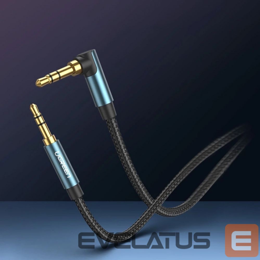 Kabelis Ugreen Ugreen angled AUX cable 2 x mini jack 3.5 mm 1m blue (AV112)