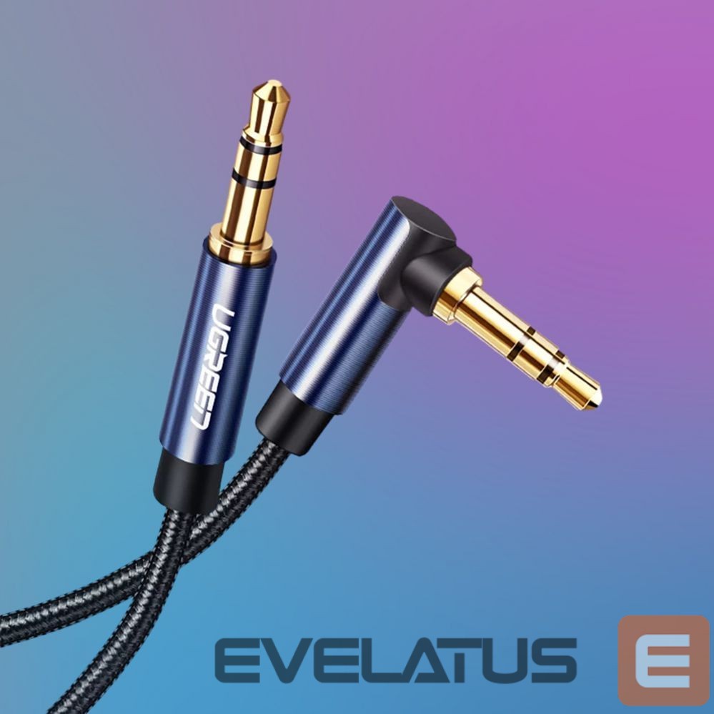 Kabelis Ugreen Ugreen angled AUX cable 2 x mini jack 3.5 mm 1m blue (AV112)