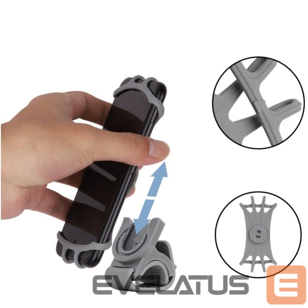 Auto turētājs Hurtel Swivel silicone bike holder with replaceable head - black