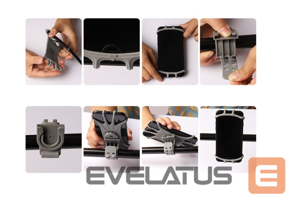 Auto turētājs Hurtel Swivel silicone bike holder with replaceable head - black