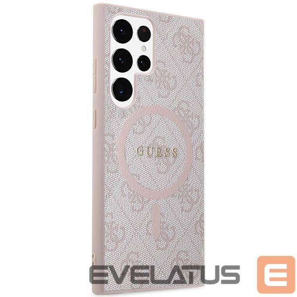 Aizmugurējais vāciņš Guess Guess 4G Collection Leather Metal Logo MagSafe Case for Samsung Galaxy S24 Ultra - Pink