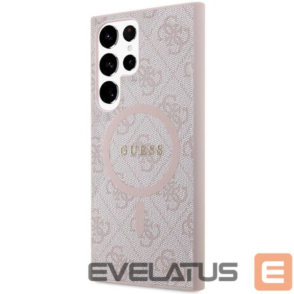Aizmugurējais vāciņš Guess Guess 4G Collection Leather Metal Logo MagSafe Case for Samsung Galaxy S24 Ultra - Pink
