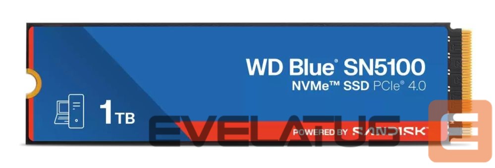 Cietais disks SSD SANDISK BY WESTERN DIGITAL SSD||600xTBW rating|MTBF 1750000 h|Read speed 7100 MB/s|Write speed 6700 MB/s|NVMe Yes|PCI Express 4.0|M.2|1000 GB|POWERED BY |Blue SN5100|WDS100T5B0E-00CPE0