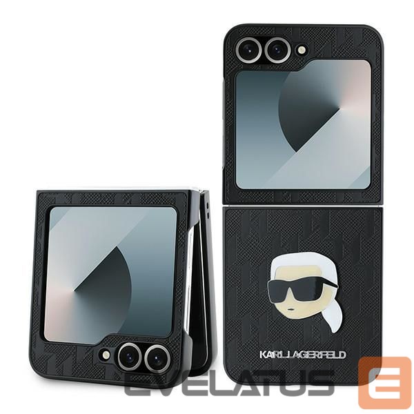 Aizmugurējais vāciņš Karl Lagerfeld Karl Lagerfeld Saffiano Monogram Case for Samsung Galaxy Z Flip 6 - Black