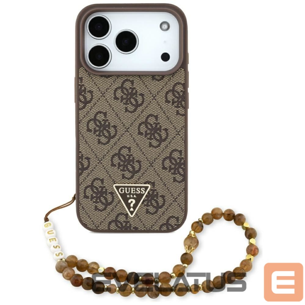 Citas preces Guess Guess 4G Strap Triangle Logo MagSafe case for iPhone 17 Pro - brown