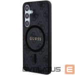 Cits mobilo telefonu aksesuārs Guess  Guess 4G Collection Leather Metal Logo MagSafe Case for Samsung Galaxy S24 - Black 