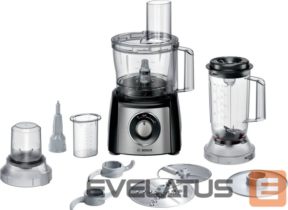 Mikseri un blenderi Bosch | Food Processor MultiTalent 3 Plus | MCM3PM386 | 900 W | Number of speeds 2 | Bowl capacity 2.3 L | Black/Stainless steel