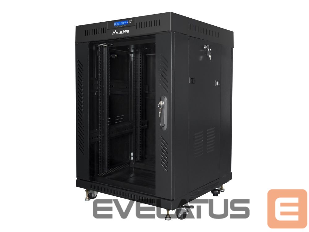 Serveri Lanberg Rack cabinet 19" free-standing 15U/600x600 (flat pack) with glass door lCD V2, black |