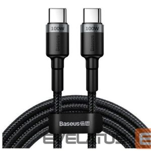 Kabelis Baseus  Cafule nylon cable USB Type C Power Delivery 2.0 100W 20V 5A 2m gray (CATKLF-ALG1) Black