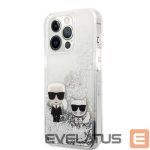 Aizmugurējais vāciņš Karl Lagerfeld Apple iPhone 13 Pro Liquid Glitter Choupette Case Silver