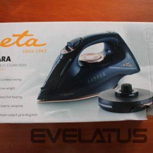 Glūdeklis ETA  SALE OUT.  127690000 Kiara Iron, Ceramic, 2200 W, Water tank 220 ml, Black  Iron Kiara 127690000 Cordless Steam Iron, 2200 W, Water tank capacity 220 ml, Continuous steam 40 g/min, Black, DAMAGED PACKAGING 