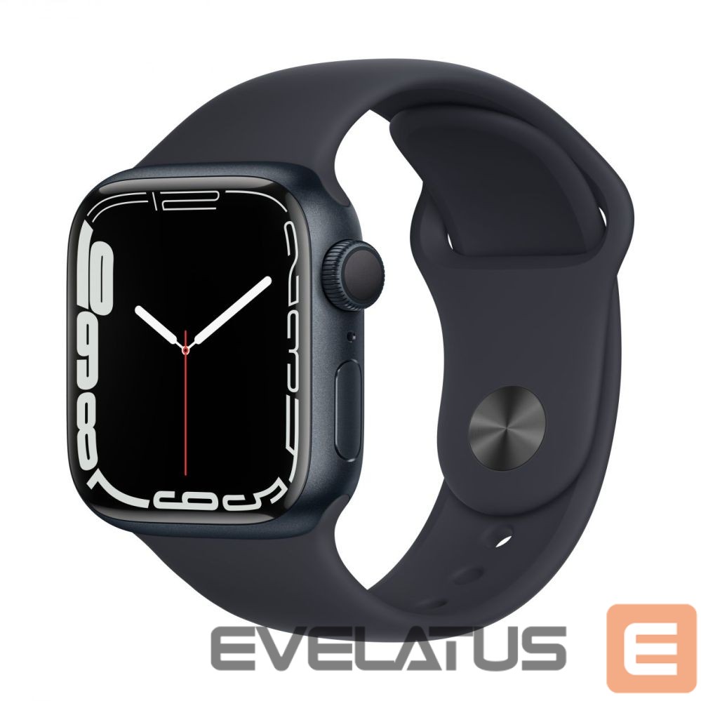 Viedpulksteni Apple Watch Series 7 GPS, 41mm Midnight Aluminium Case with Sport Band - Regular Midnight