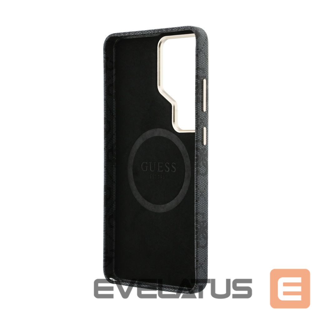 Maciņš universāla grāmata Guess Samsung Galaxy S26 Ultra PU 4G Script Metal Logo With MagSafe Case Black