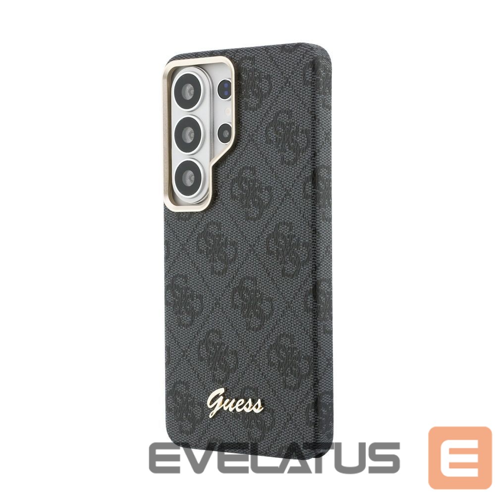 Maciņš universāla grāmata Guess Samsung Galaxy S26 Ultra PU 4G Script Metal Logo With MagSafe Case Black