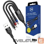 Citas preces 3MK  3mk Hyper Cable N-SERIES 3 in 1 USB-A / Lightning / Micro 1.2m 9V/2A 18W - black 