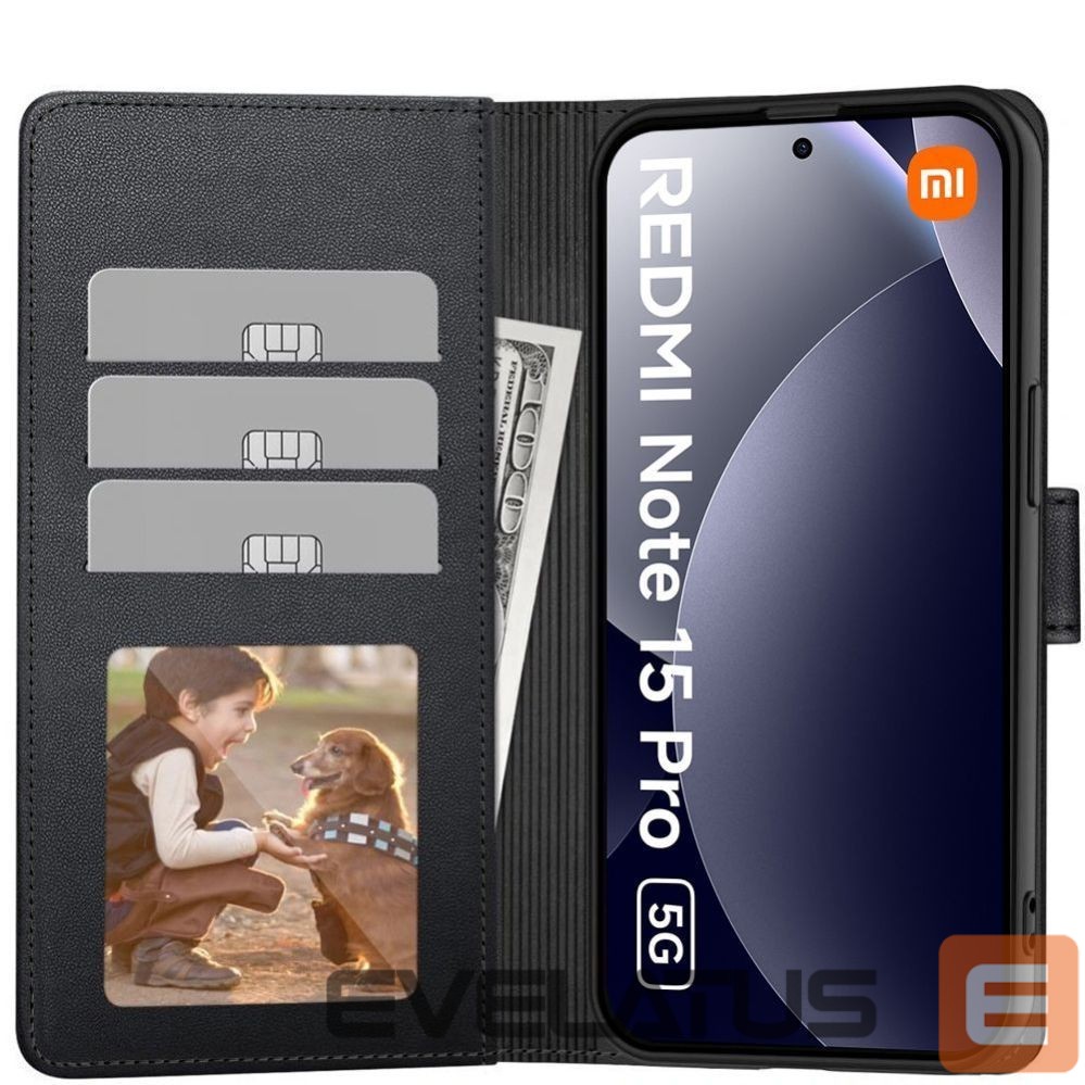 Citas preces Tech-Protect Tech-Protect Wallet Case for Xiaomi Redmi Note 15 Pro 5G - Black
