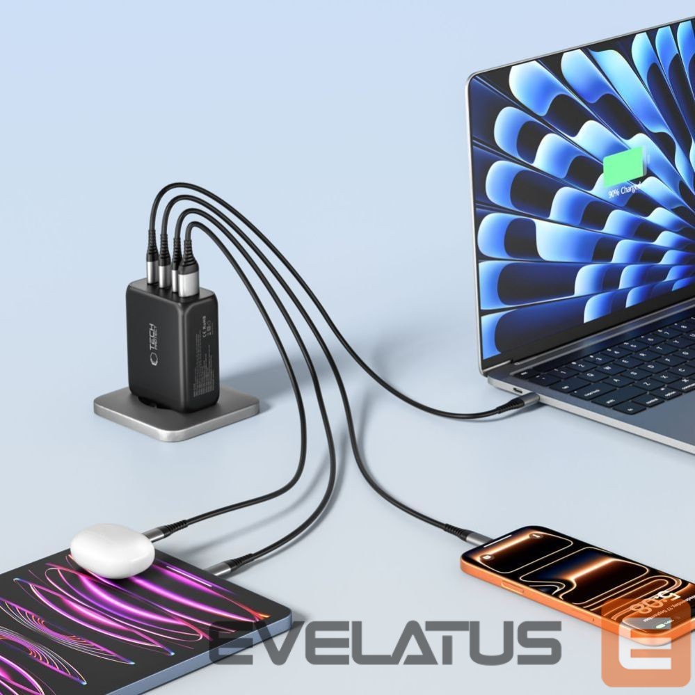 Citas preces Tech-Protect Tech-Protect NC200W-GaN 4-Port 200W Wall Charger - Black