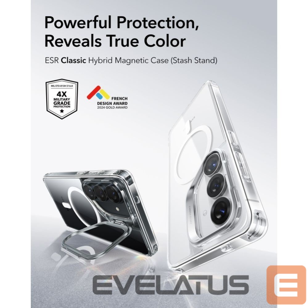 Citas preces ESR ESR Classic Hybrid Kickstand MagSafe Case for Samsung Galaxy S26+ - Transparent