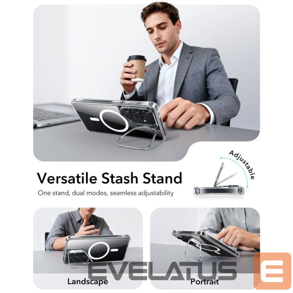 Citas preces ESR ESR Classic Hybrid Kickstand MagSafe Case for Samsung Galaxy S26+ - Transparent
