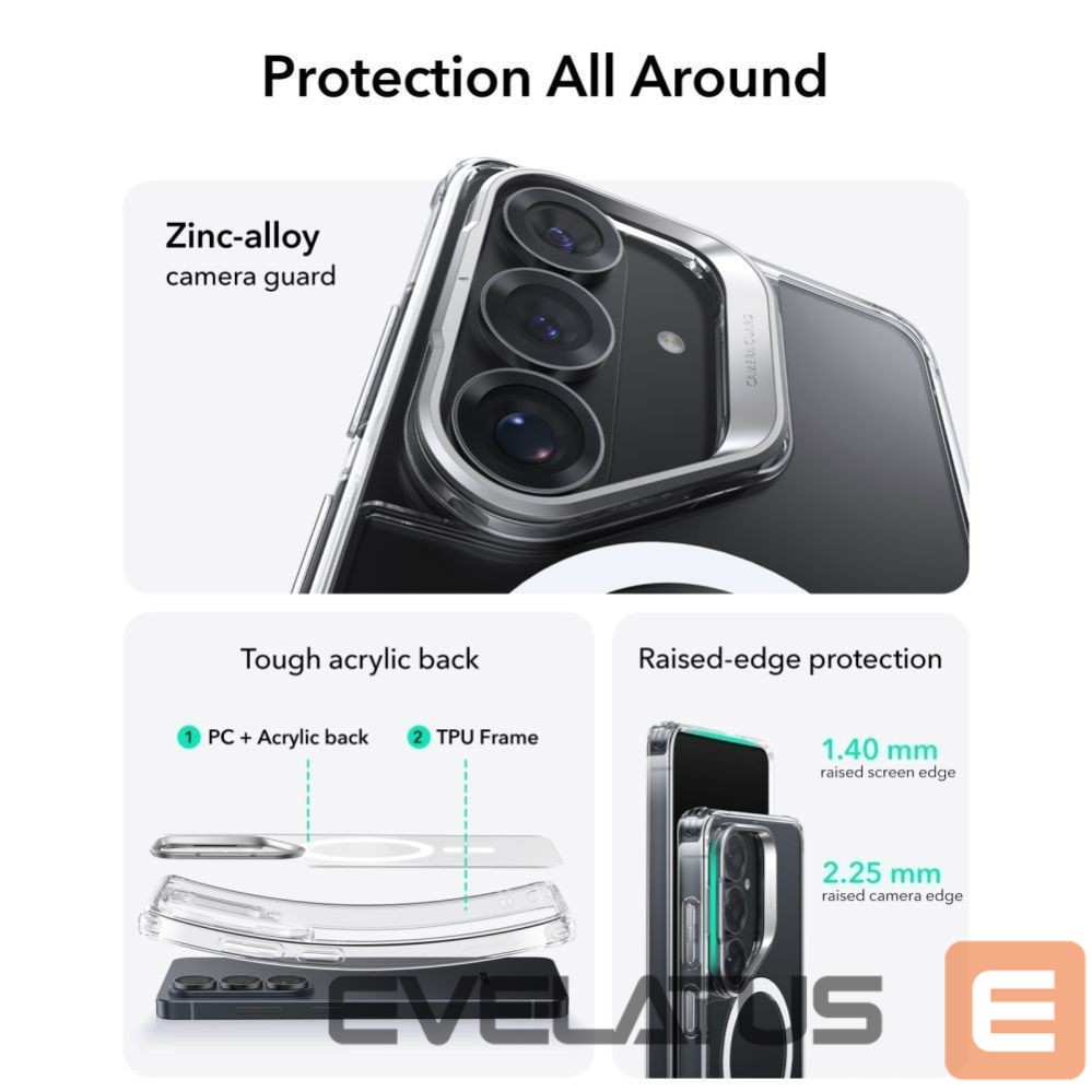 Citas preces ESR ESR Classic Hybrid Kickstand MagSafe Case for Samsung Galaxy S26+ - Transparent