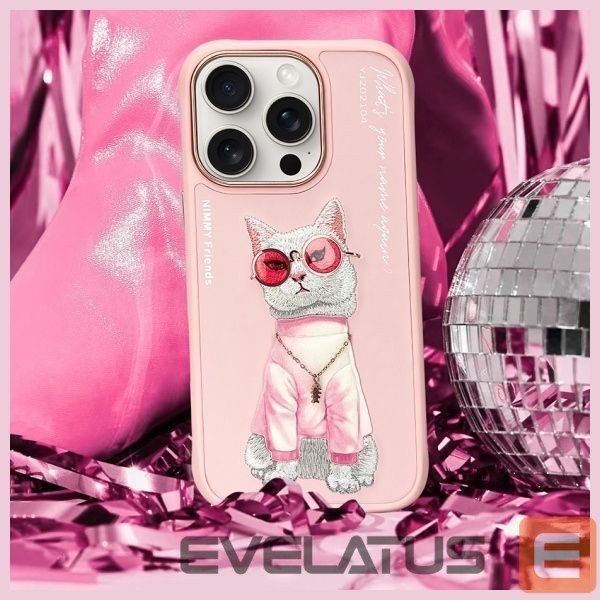 Citas preces Nimmy Nimmy Glasses Cool Cat Case for iPhone 16 Pro Max - Pink