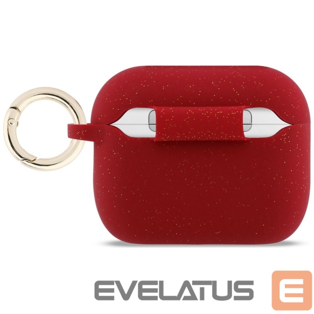 Citas preces Guess Guess Silicone Glitter Ring Case for AirPods Pro 3 - Red and Glitter