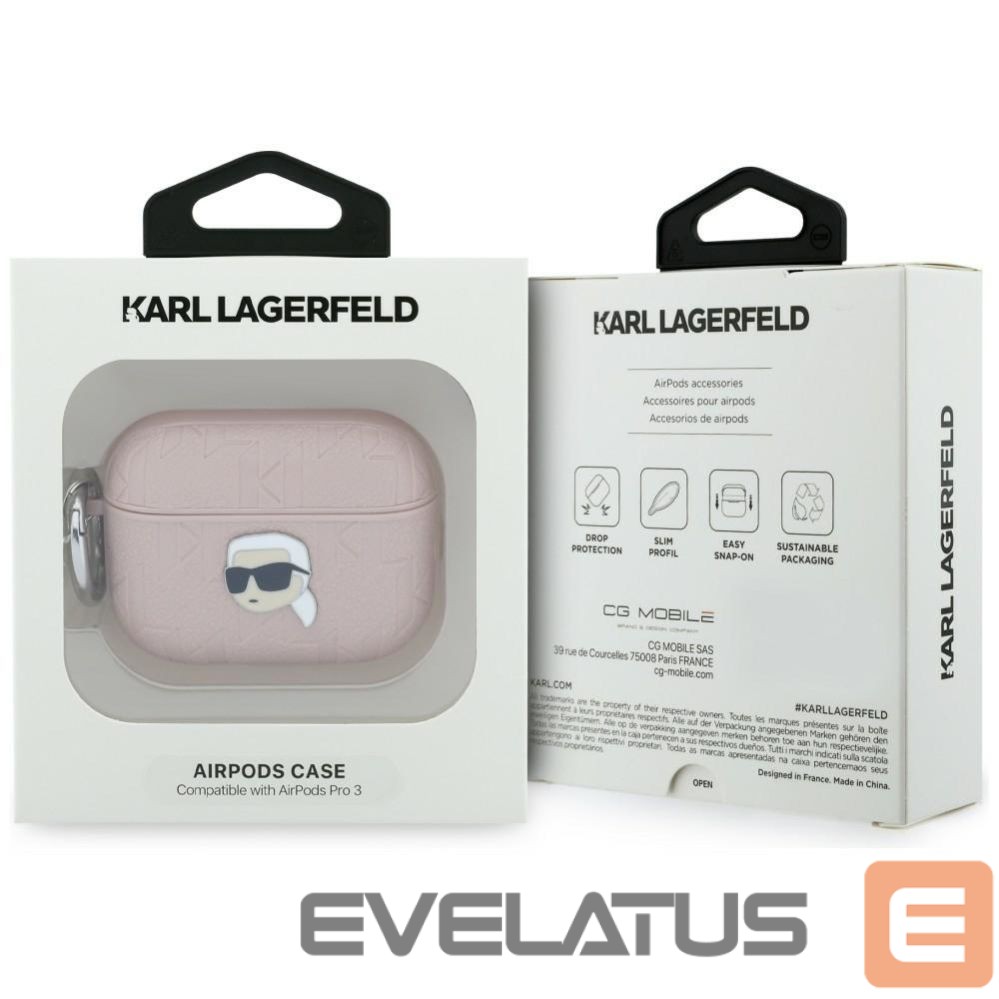 Citas preces Karl Lagerfeld Karl Lagerfeld Monogram Karl Head Case for AirPods Pro 3 - Pink