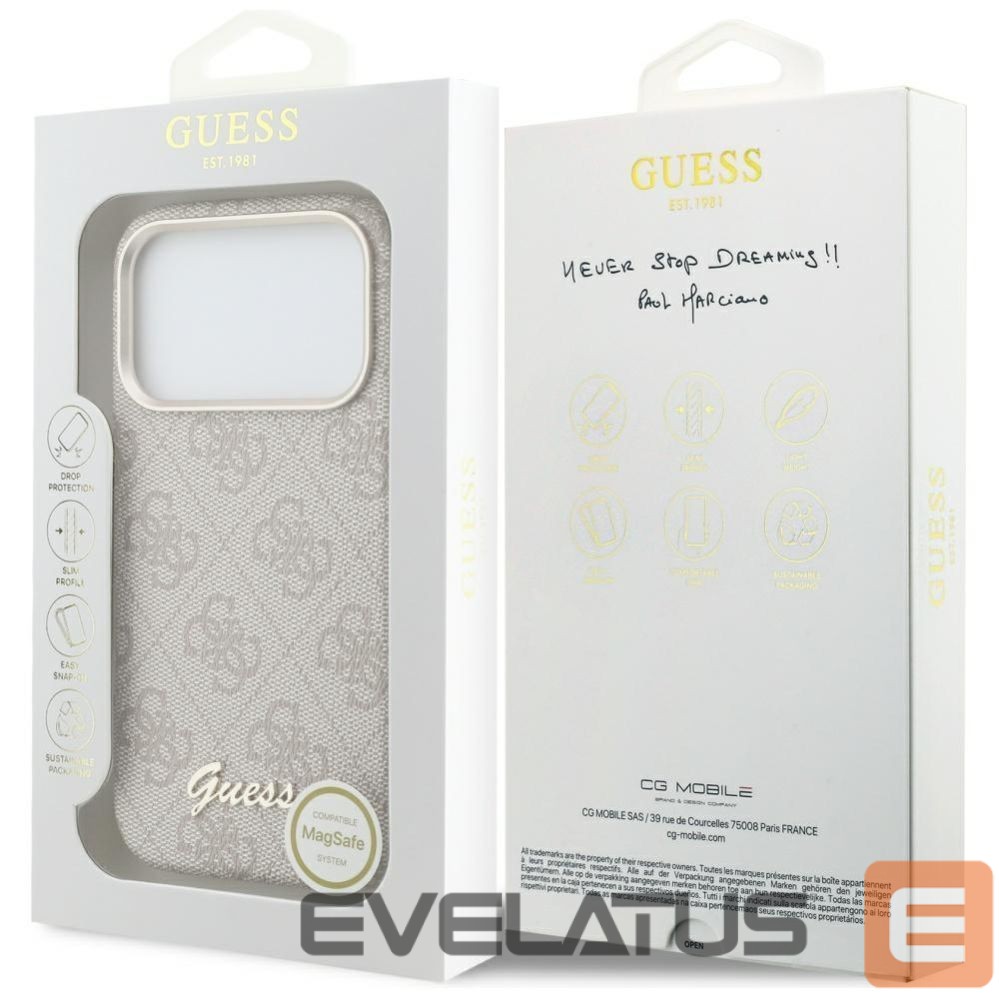 Citas preces Guess Guess 4G Script MagSafe Case for iPhone 17 Pro Max - Pink