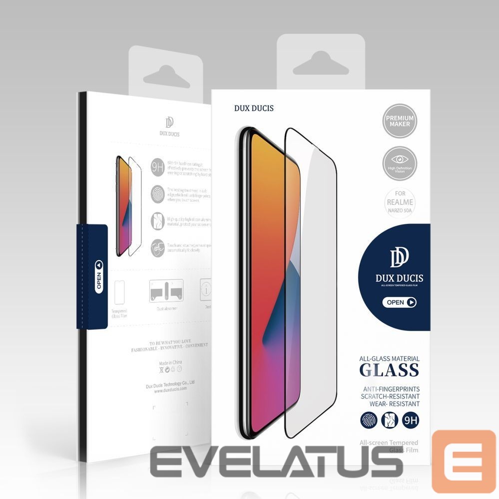 Citas preces Dux Ducis Dux Ducis 9D Tempered Glass 9H Full Screen Tempered Glass with Realme Narzo 50A frame black (case friendly)