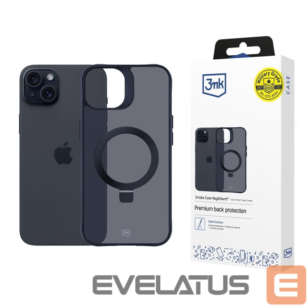 Citas preces 3MK 3mk Smoke Case Mag&Stand for Apple iPhone 15 plus - black