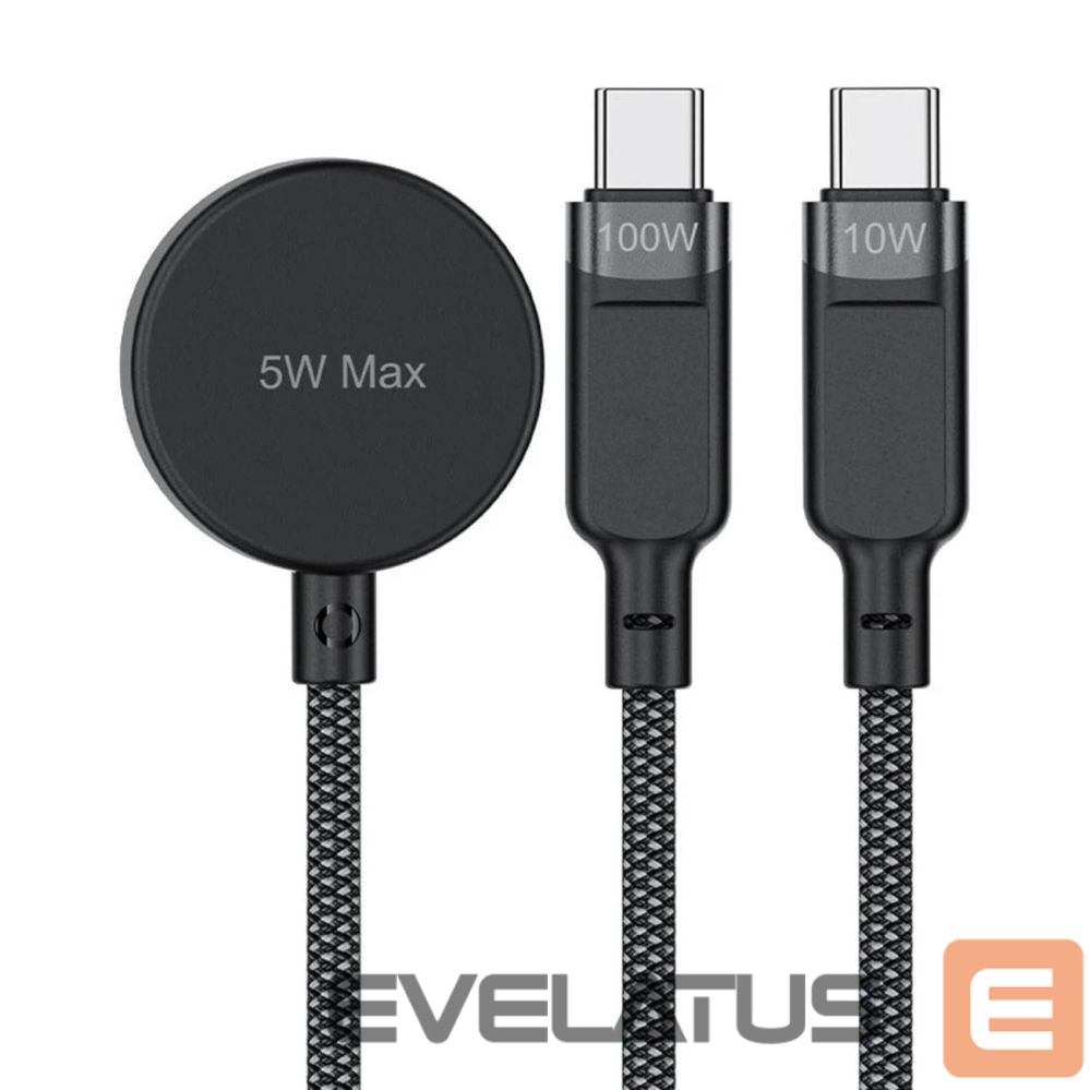 Citas preces Acefast Acefast C6-11 USB-C 3in1 Cable - 2x USB-C / Qi 480Mb/s 100W 1.2m - black