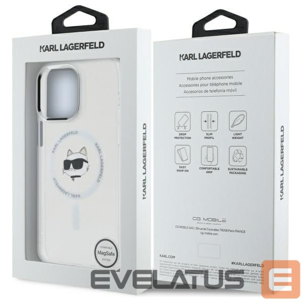 Citas preces Karl Lagerfeld Karl Lagerfeld IML Metal Choupette Head MagSafe iPhone 13 Pro Case - White