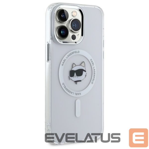 Citas preces Karl Lagerfeld Karl Lagerfeld IML Metal Choupette Head MagSafe iPhone 13 Pro Case - White