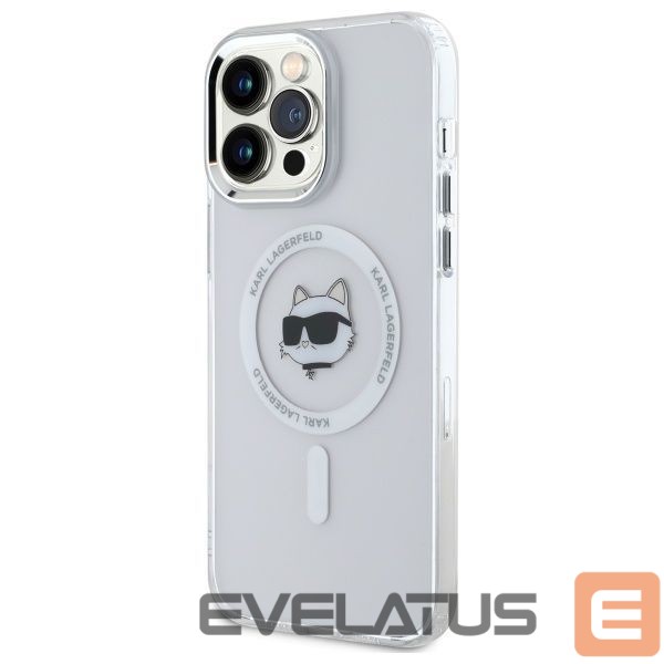 Citas preces Karl Lagerfeld Karl Lagerfeld IML Metal Choupette Head MagSafe iPhone 13 Pro Case - White