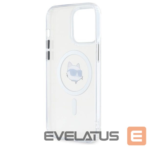 Citas preces Karl Lagerfeld Karl Lagerfeld IML Metal Choupette Head MagSafe iPhone 13 Pro Case - White