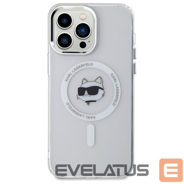 Citas preces Karl Lagerfeld Karl Lagerfeld IML Metal Choupette Head MagSafe iPhone 13 Pro Case - White