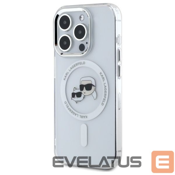 Citas preces Karl Lagerfeld Karl Lagerfeld IML Metal Karl&Choupette Head MagSafe iPhone 15 Pro Case - White