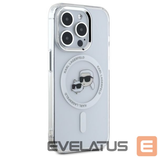 Citas preces Karl Lagerfeld Karl Lagerfeld IML Metal Karl&Choupette Head MagSafe iPhone 15 Pro Case - White