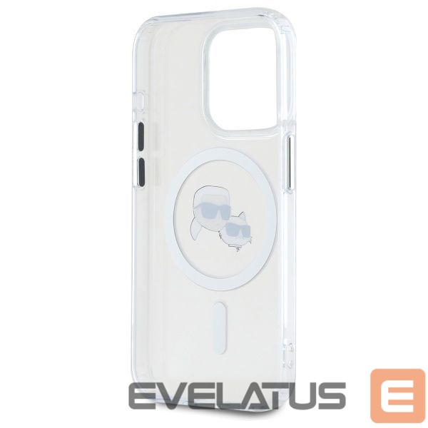 Citas preces Karl Lagerfeld Karl Lagerfeld IML Metal Karl&Choupette Head MagSafe iPhone 15 Pro Case - White