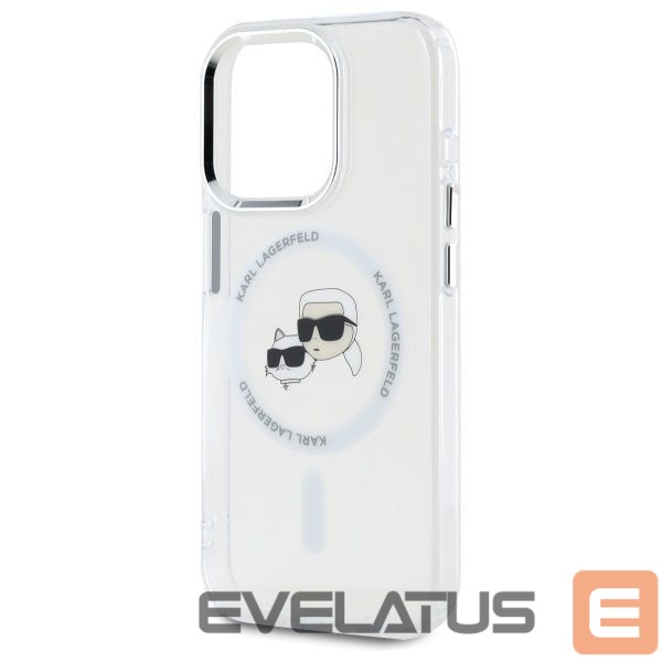 Citas preces Karl Lagerfeld Karl Lagerfeld IML Metal Karl&Choupette Head MagSafe iPhone 15 Pro Case - White