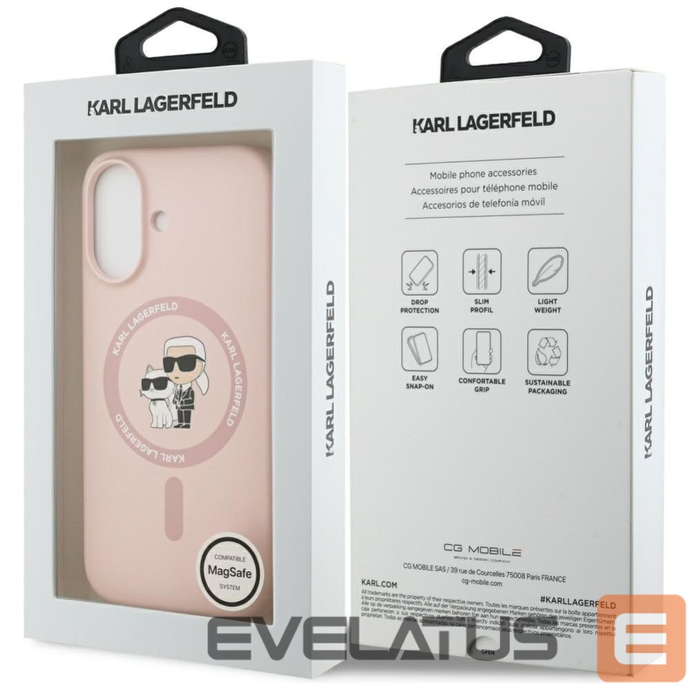 Citas preces Karl Lagerfeld Karl Lagerfeld Silicone Karl&Choupette Ring MagSafe Case for iPhone 17 - Pink