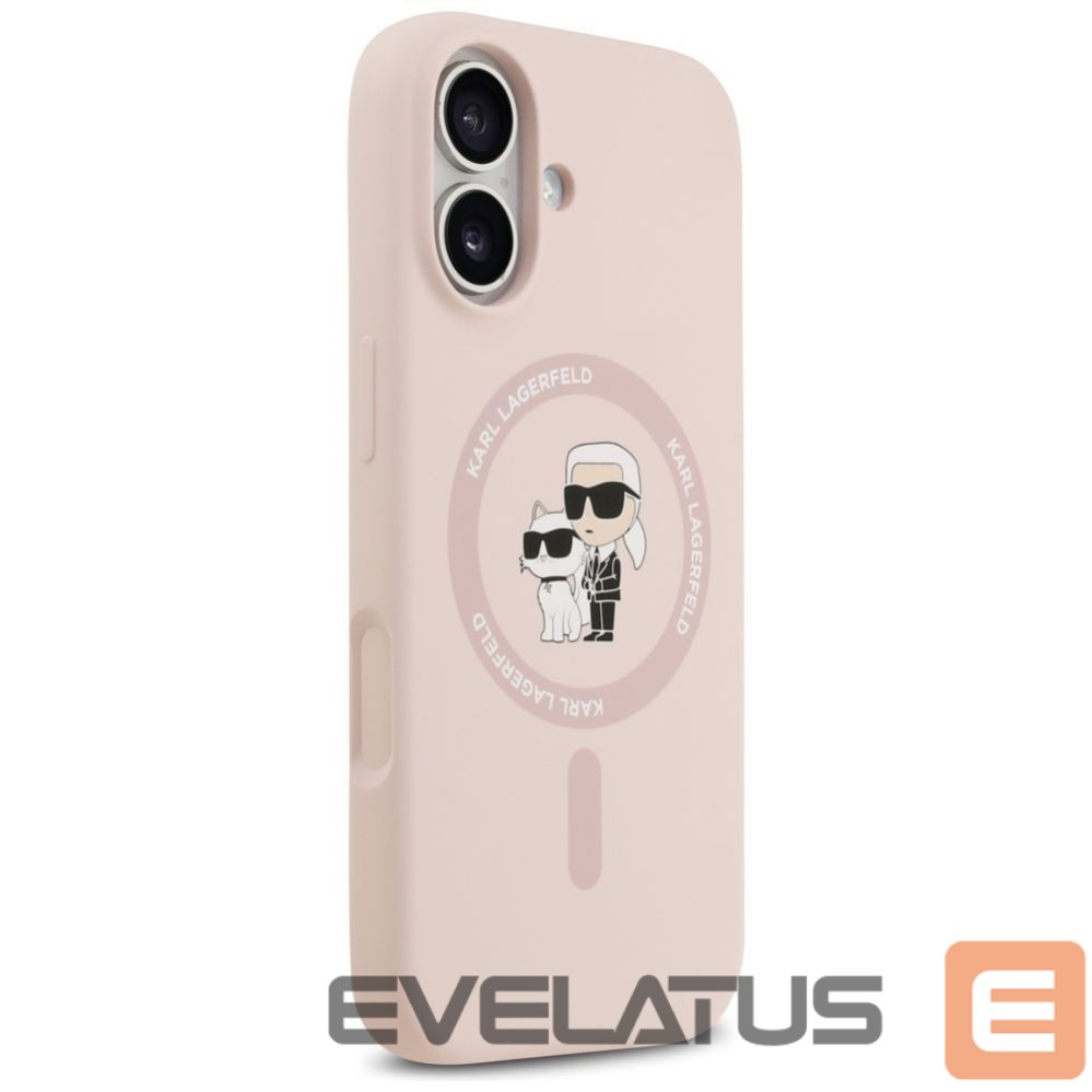 Citas preces Karl Lagerfeld Karl Lagerfeld Silicone Karl&Choupette Ring MagSafe Case for iPhone 17 - Pink