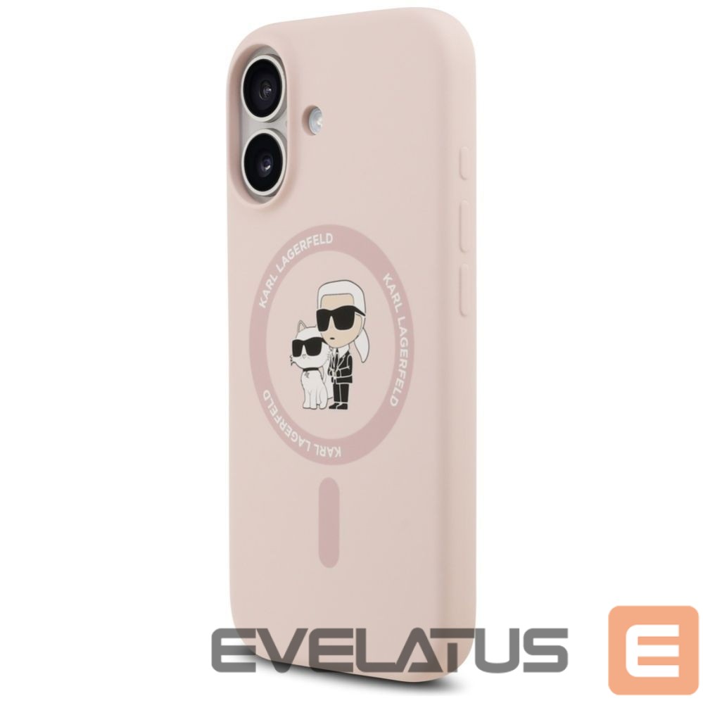 Citas preces Karl Lagerfeld Karl Lagerfeld Silicone Karl&Choupette Ring MagSafe Case for iPhone 17 - Pink