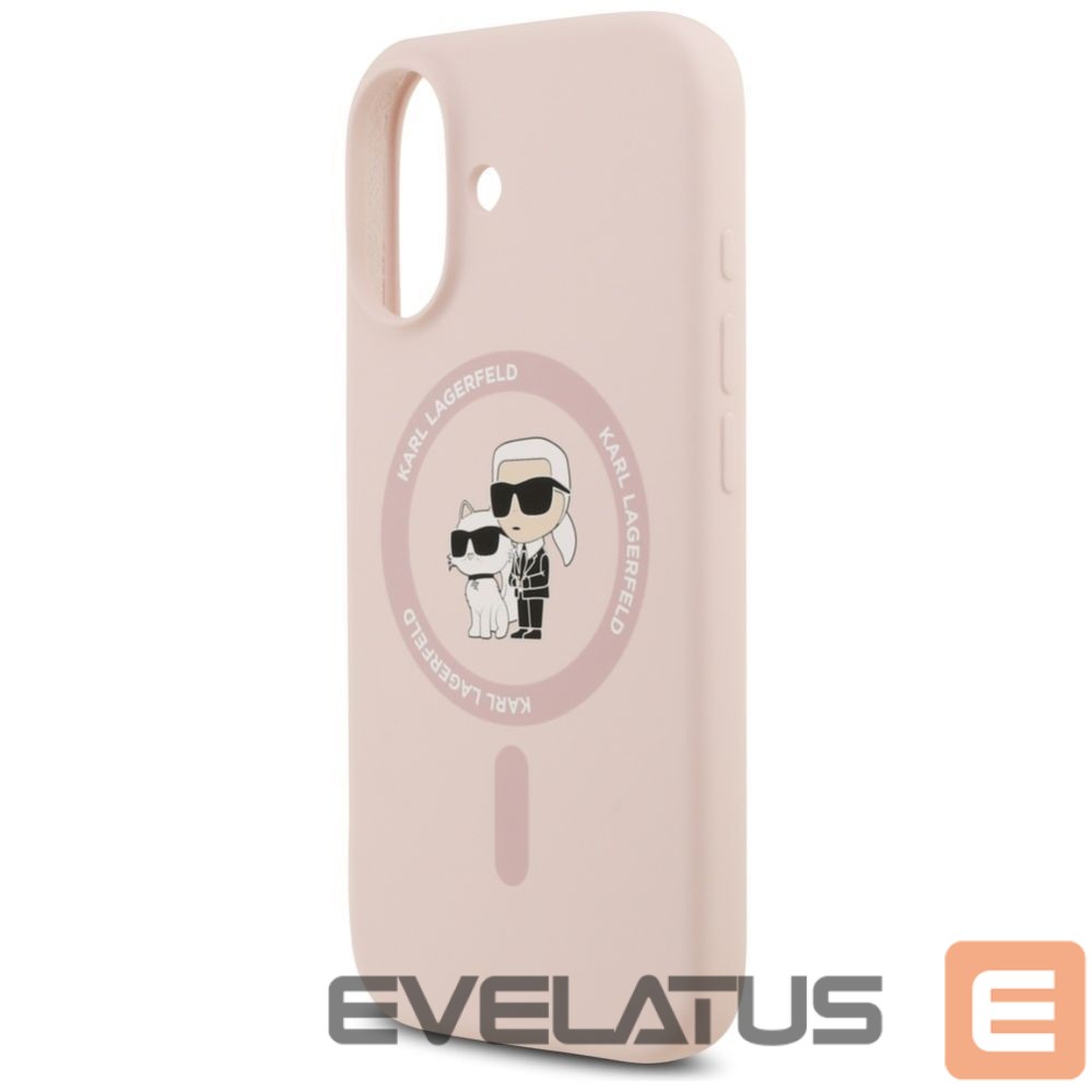 Citas preces Karl Lagerfeld Karl Lagerfeld Silicone Karl&Choupette Ring MagSafe Case for iPhone 17 - Pink