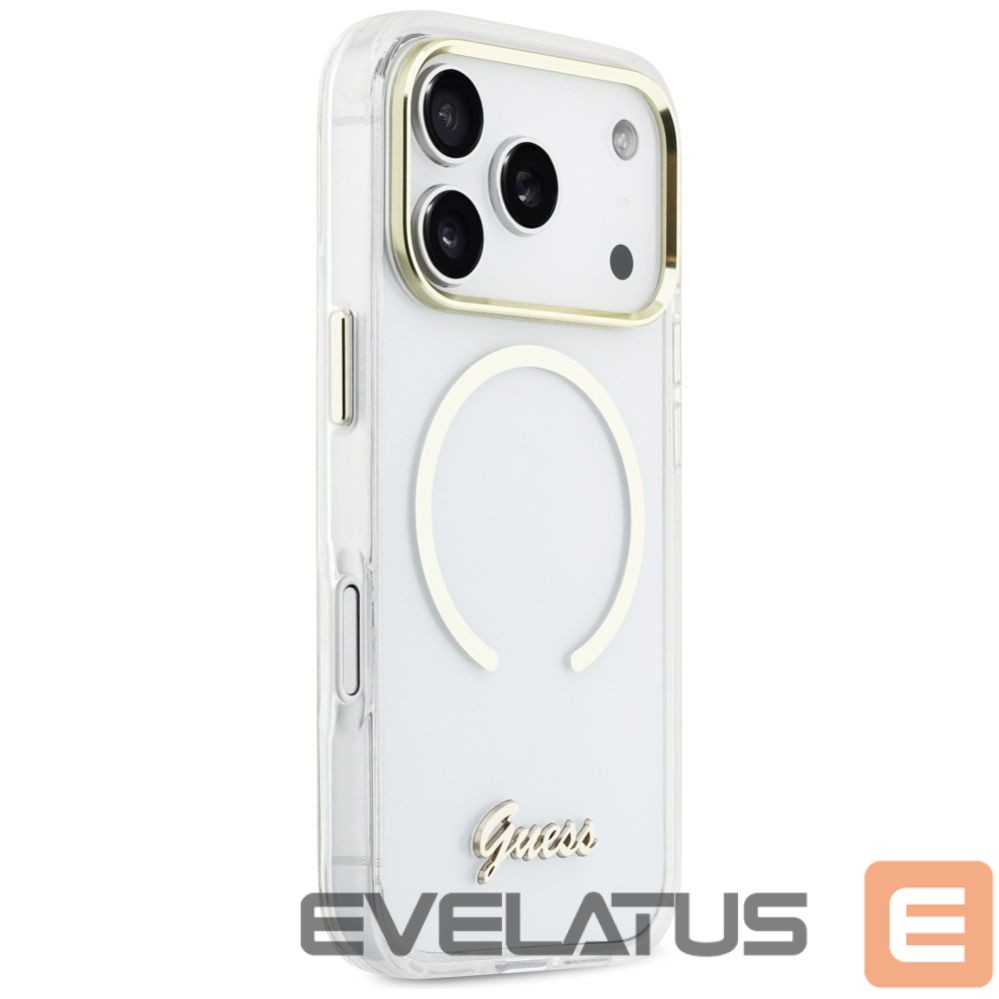 Citas preces Guess Guess IML Script Metal MagSafe Case for iPhone 17 Pro Max - Clear