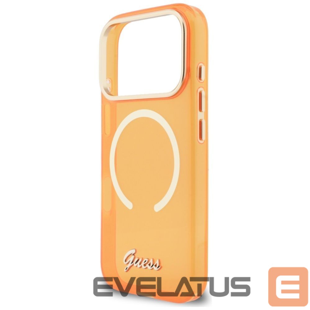Citas preces Guess Guess IML Script Metal MagSafe Case for iPhone 17 Pro - Orange